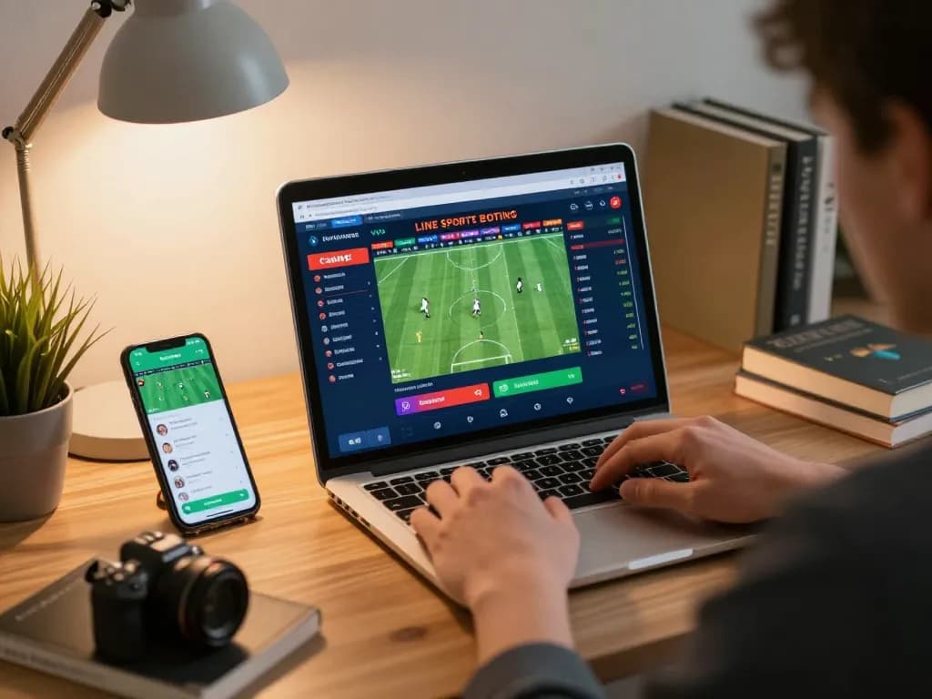 Engaging in live sports betting with Betwin4d on a cozy home setup, showcasing excitement and strategy
