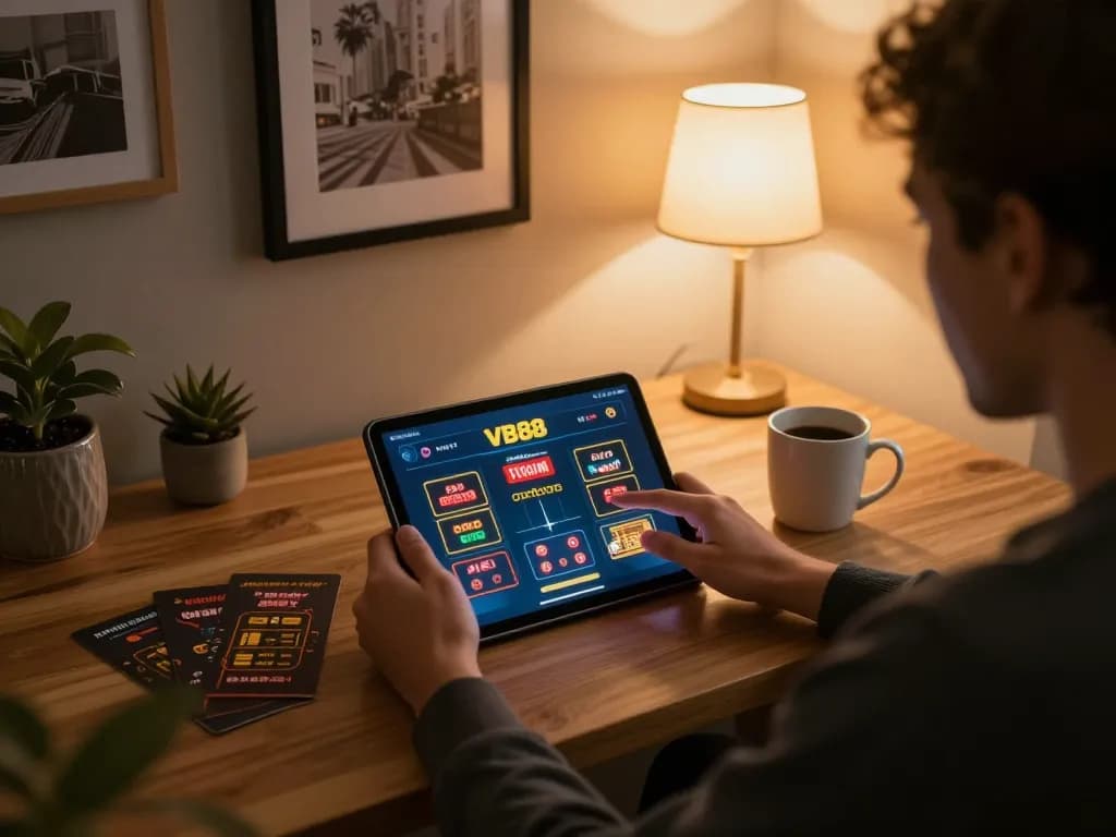 Engaging in strategic VB88 online casino gameplay on tablet, showcasing active betting interface