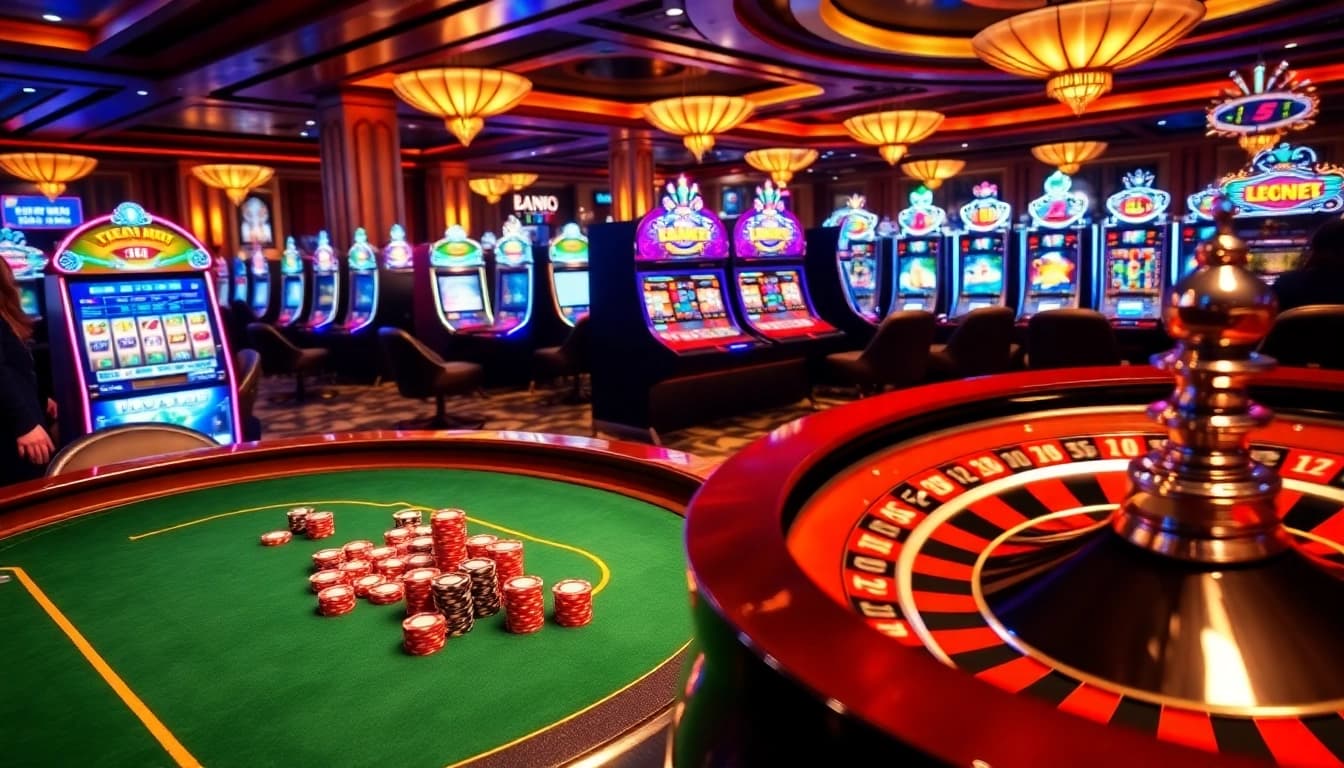 Experience the excitement of gaming at https://hay88.my/ with vibrant casino tables and spinning roulette wheels.