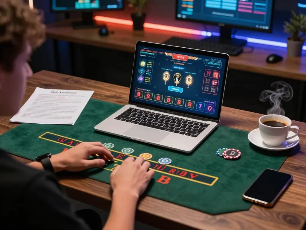 Exciting live dealer blackjack game interface on kuwinfi's online gaming setup with strategy notes