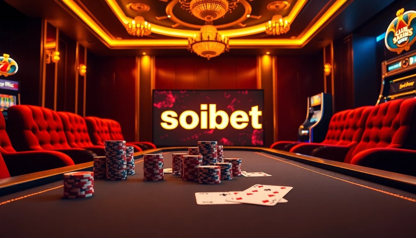 Play exciting casino games at soibet ออนไลน์ with vibrant chips and cards in a luxurious setting.