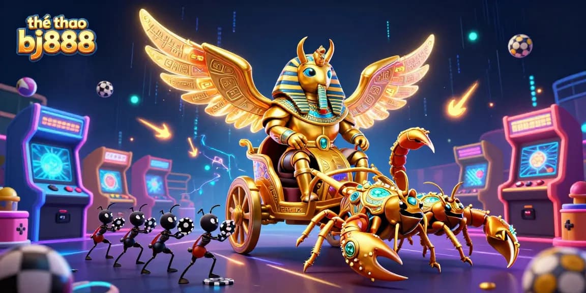Experience the excitement of thể thao bj888 as golden beetles race in an electrifying online gaming scene.