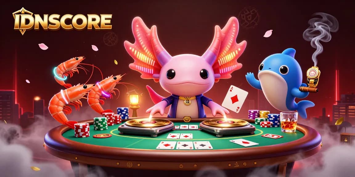 IDNSCORE brings thrilling competitive gaming events to life with vibrant underwater casino characters.
