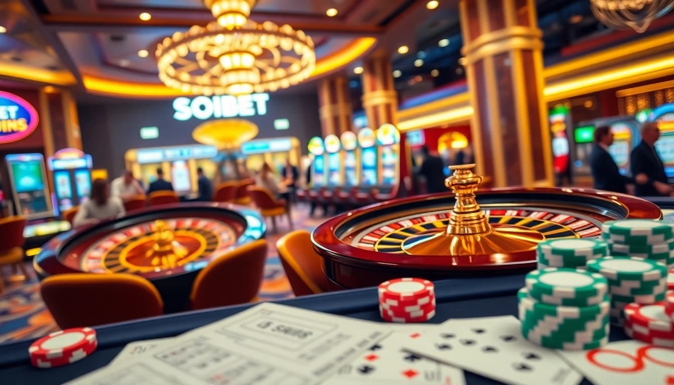 Experience the excitement of soibet ออนไลน์ with vibrant casino tables, roulette wheels, and engaging players.