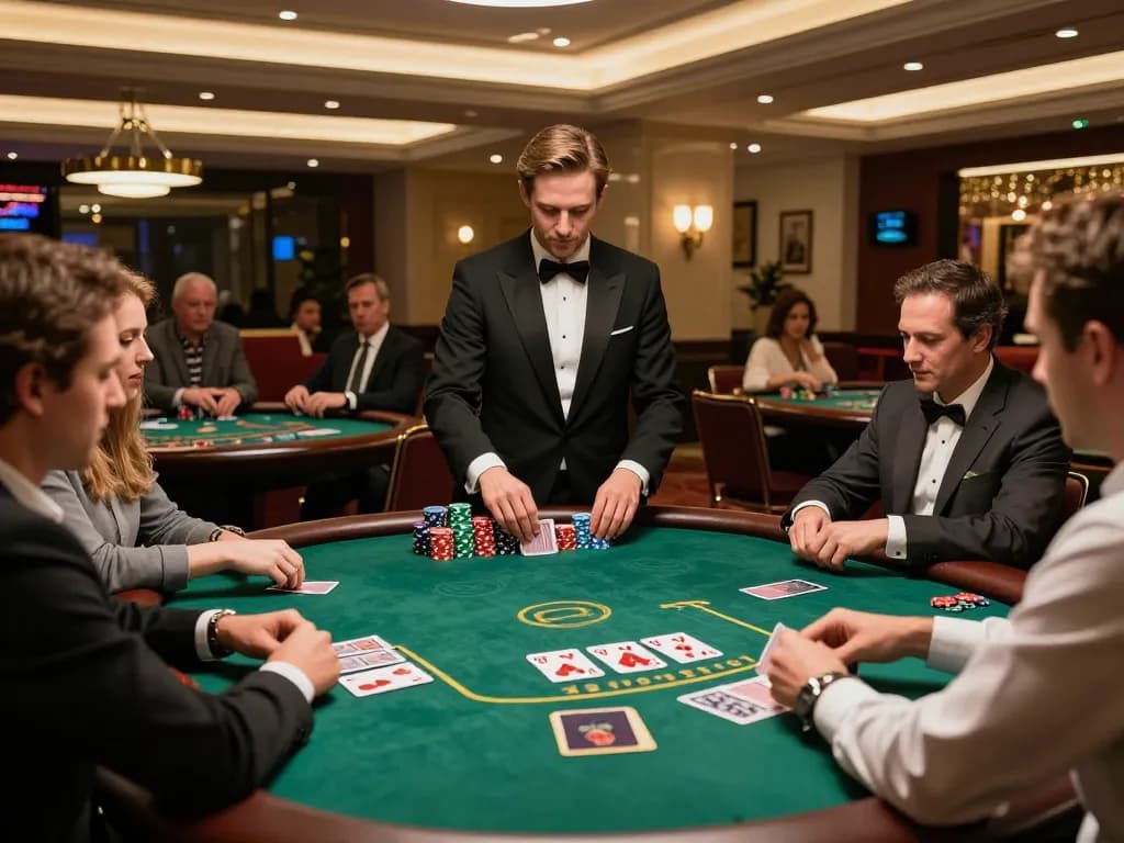 Engaged players at a blackjack table showcasing intense gameplay, reflecting the excitement of https://www.c168marketing.com/ in a luxurious casino setting.