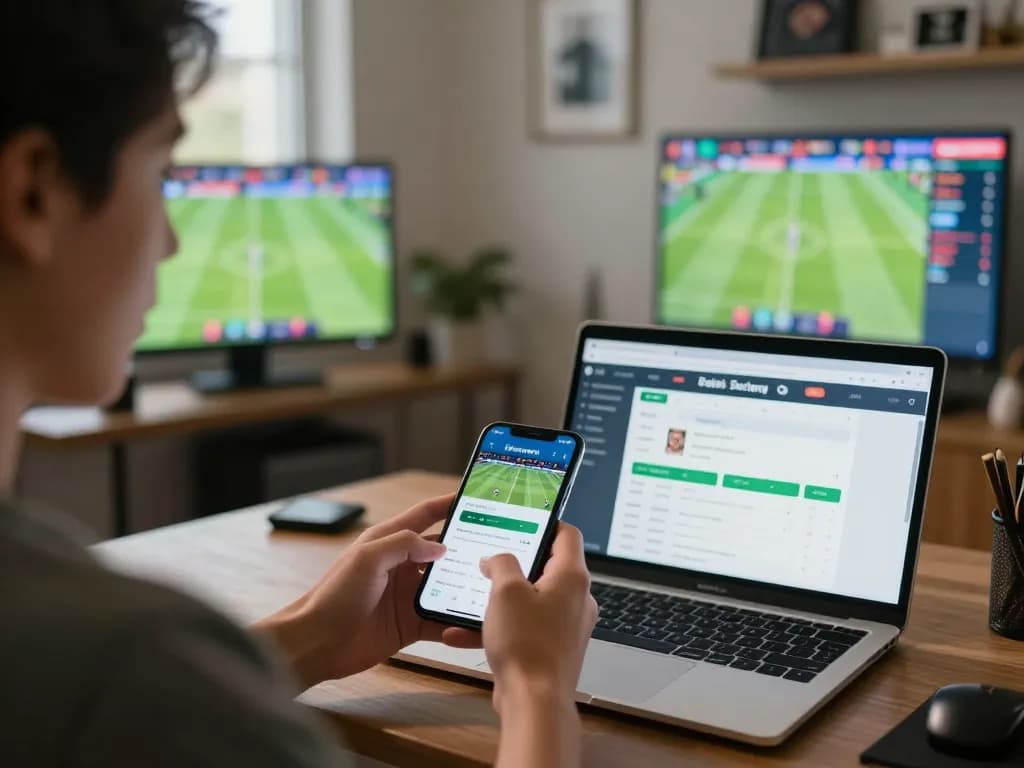 Engaging mobile betting scene showcasing ty le keo nha cai during live sports match.