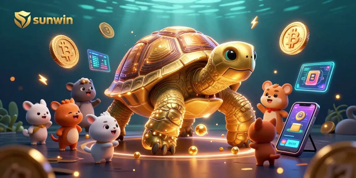 Experience sunwin with dynamic gameplay featuring a golden tortoise pinball machine in a vibrant casino scene.