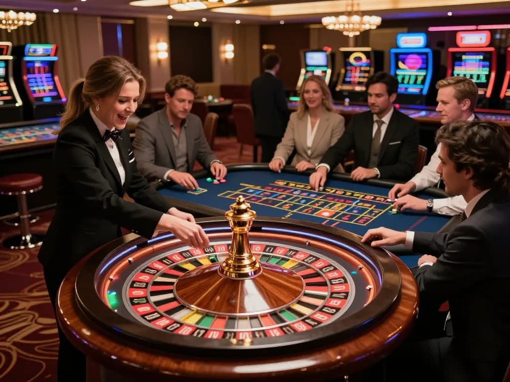 Experience the excitement of yo88i roulette as players place bets in a luxurious casino setting.