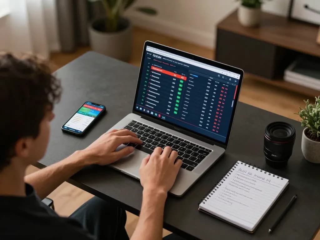 Engaging in live betting on mposport while analyzing odds and strategies at a home office