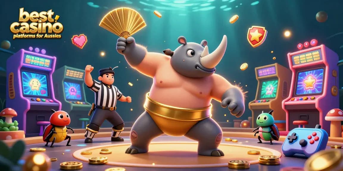 Experience the excitement at the best casino platforms for Aussies with a vibrant 3D casino illustration.