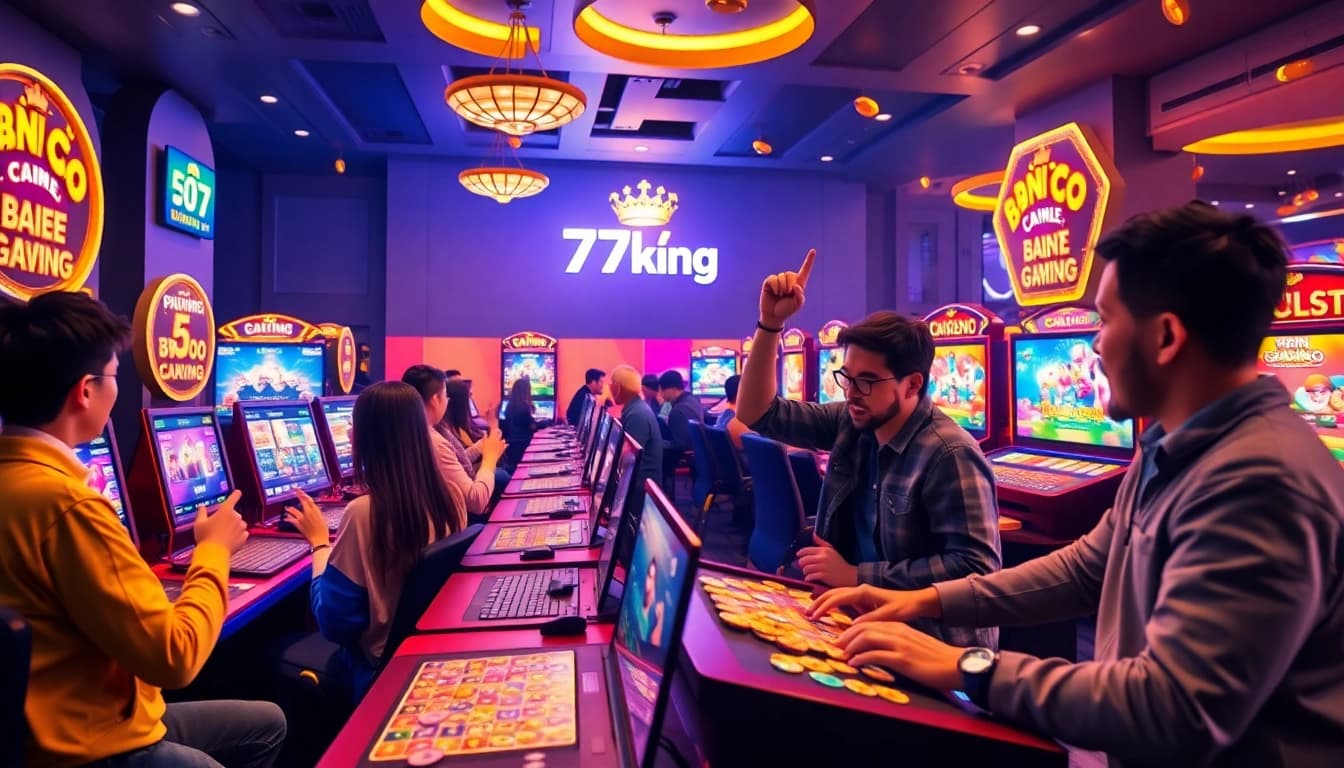 Exciting scene of players engaging with 79king's online gaming platform, showcasing vibrant games and a friendly atmosphere.