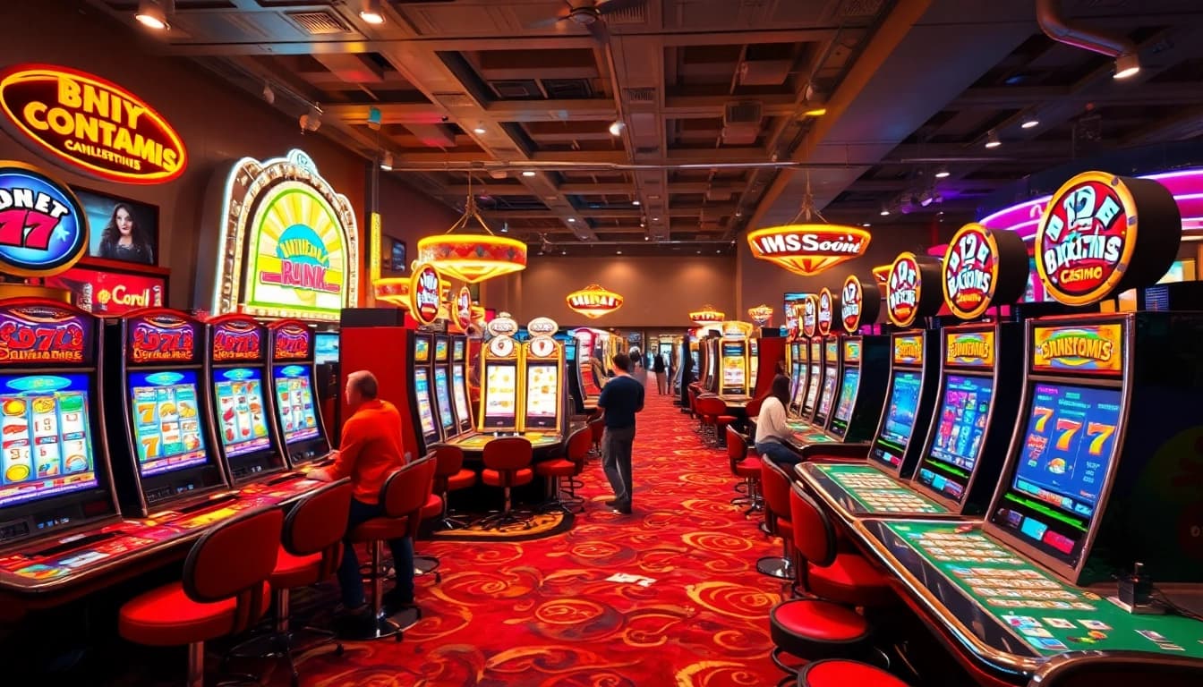 Neue casino bonus ohne einzahlung auf einem lebhaften Casino-Hintergrund mit vielen Spielen.