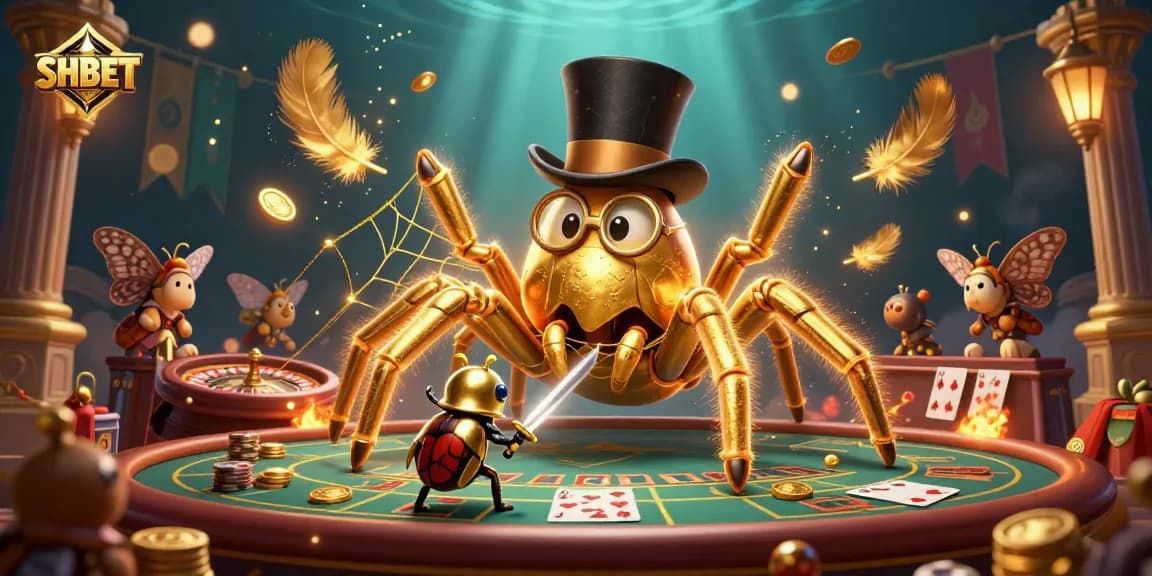 Engage with SHBET through this vibrant 3D illustration showcasing a live casino atmosphere with our adventurous characters.
