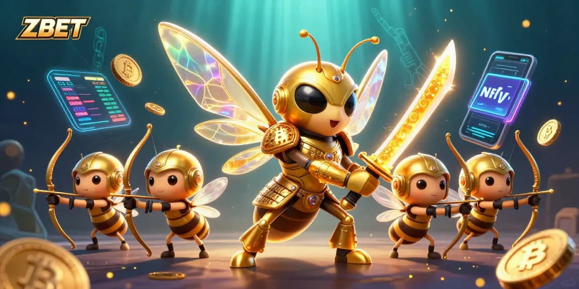 Join the thrilling ZBET adventure with animated characters and vibrant crypto action.