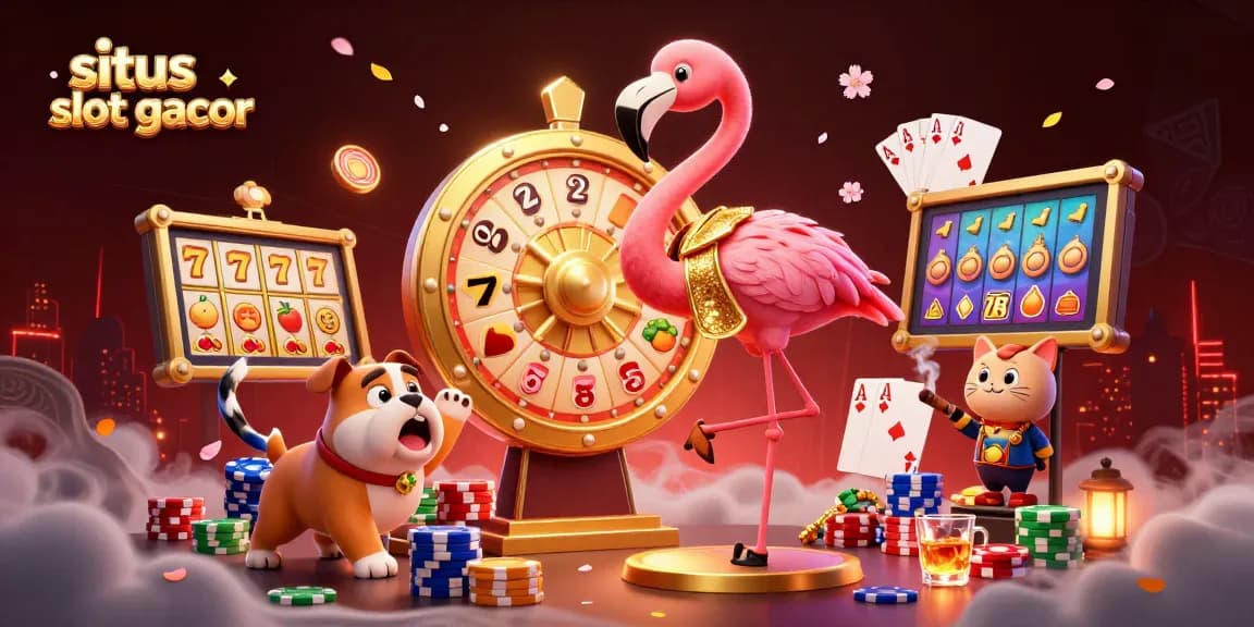 Engage with situs slot gacor in a vibrant casino scene featuring characters and gaming elements