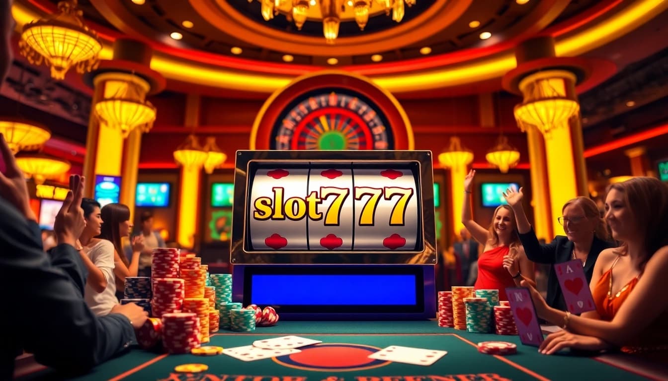 Players enjoying the thrill of slot777 games in an engaging casino atmosphere.