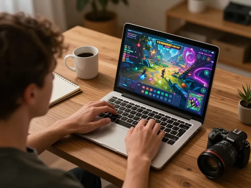 Engage in the thrilling action of VENOM889 Datfar while playing RPG games on a modern laptop.
