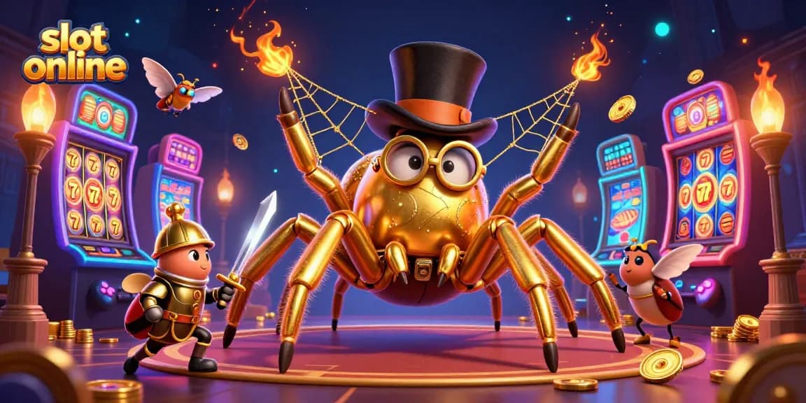 Engage with thrilling slot online adventures featuring a giant golden tarantula, beetle knight, and colorful machines.