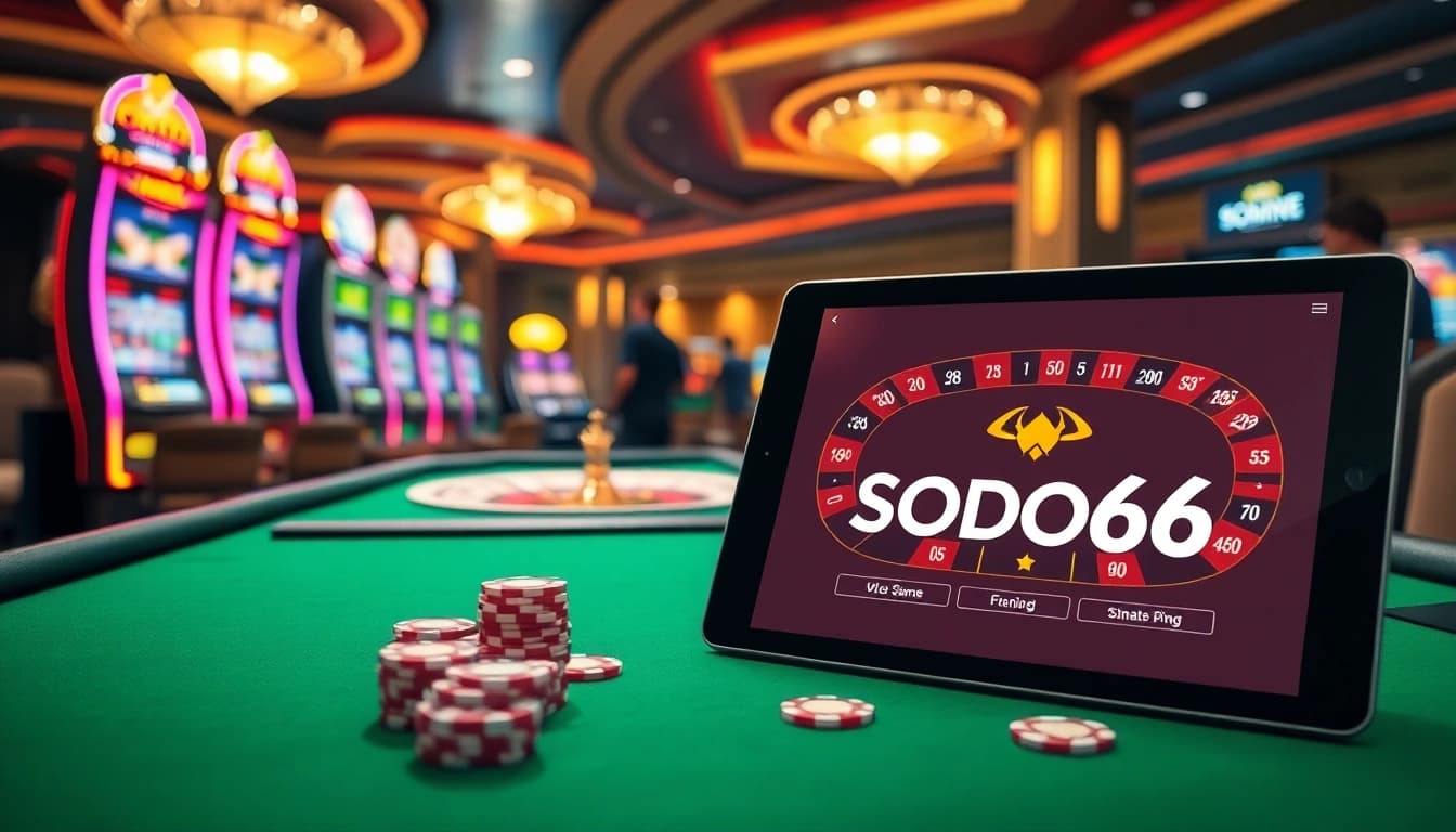 Experience the excitement of SODO66 casino with vibrant slot machines and elegant poker games.