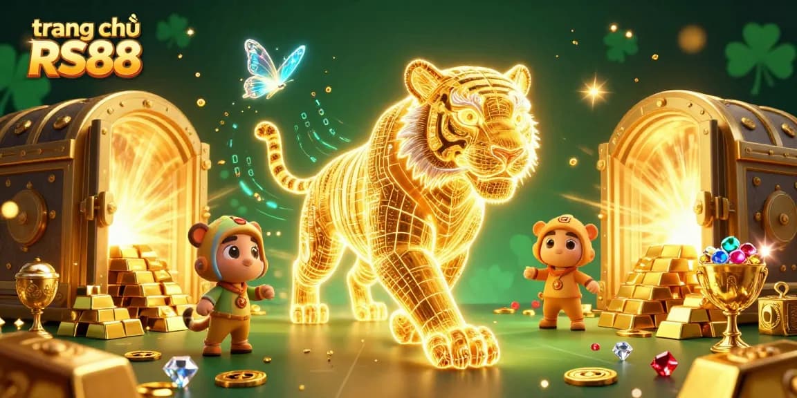 Experience the vibrant thrills of trang chủ RS88 casino with the golden tiger and treasure-filled scene.