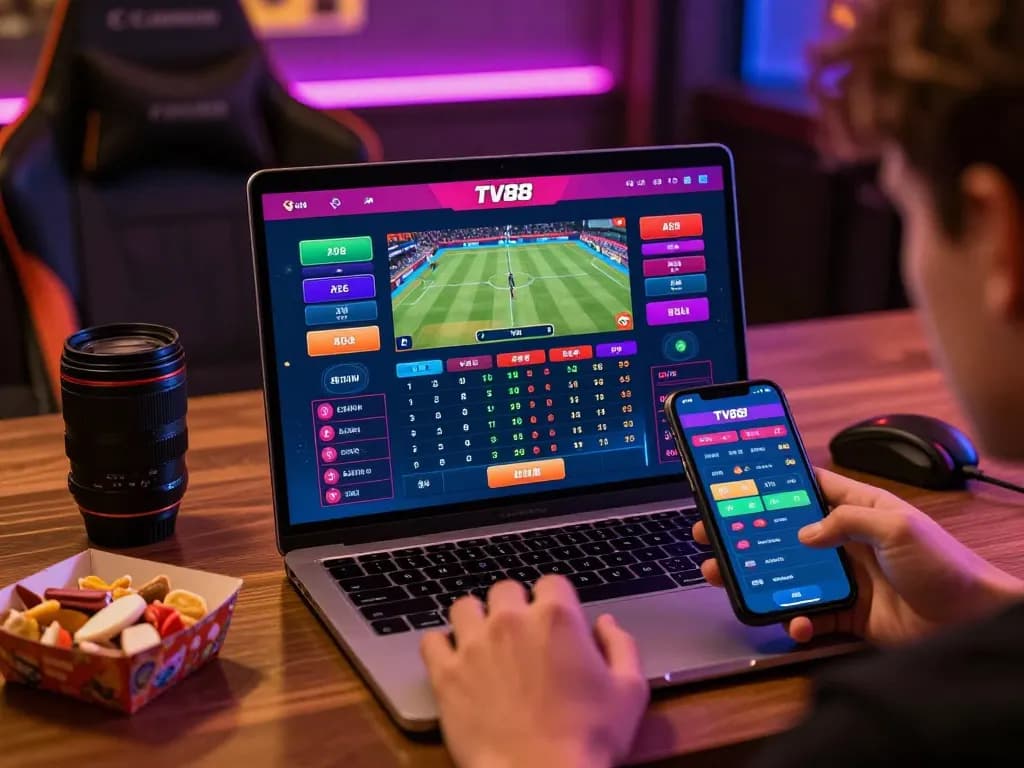 Engaging player using tv88 bet platform for live sports betting.