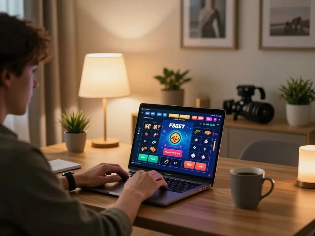 Engaging online gaming experience at F8BET with a modern setup on a cozy home office desk