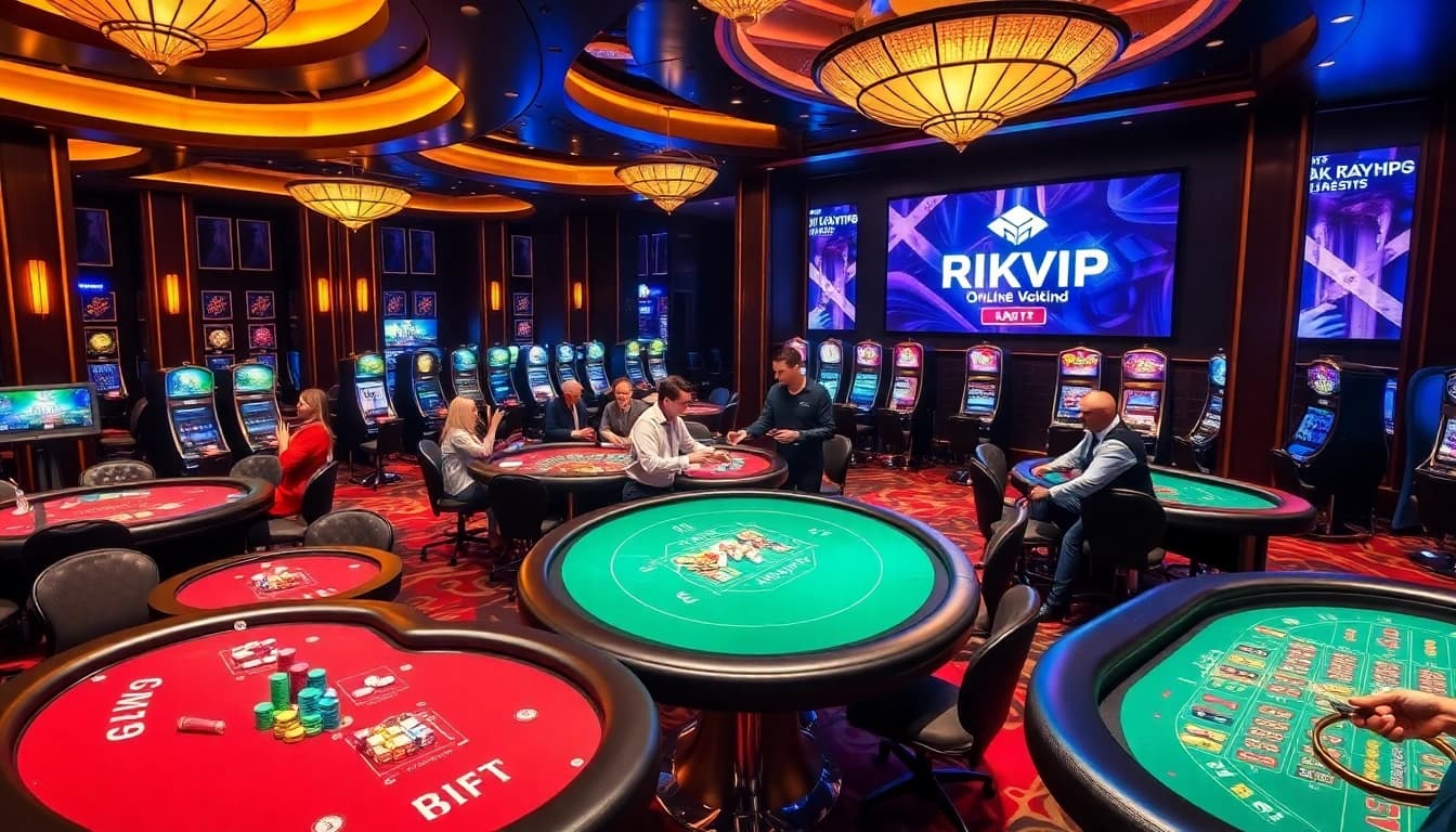 Engaged players experiencing the excitement of RIKVIP at a luxurious casino.