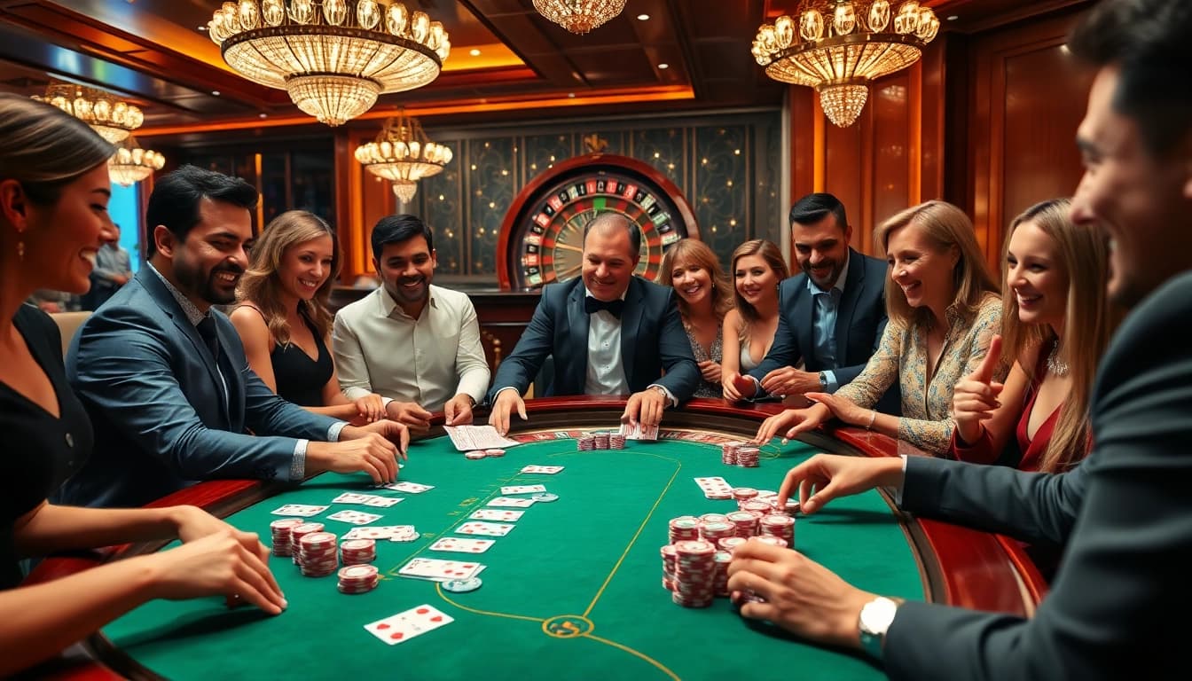 Exciting poker game at WW88 Casino with vibrant chips and lively ambiance.