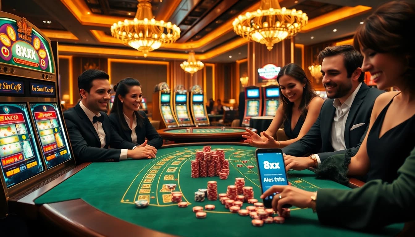 Experience the excitement of app 8xx in a luxury casino environment featuring thrilling games and engaging players.