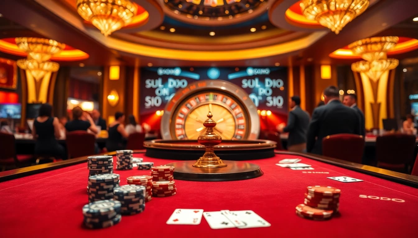 SODO casino scene with dice and cards, showcasing excitement and luxury in gambling.