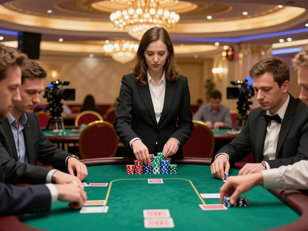 Vin88 players engaging in a strategic poker game in a luxurious casino.