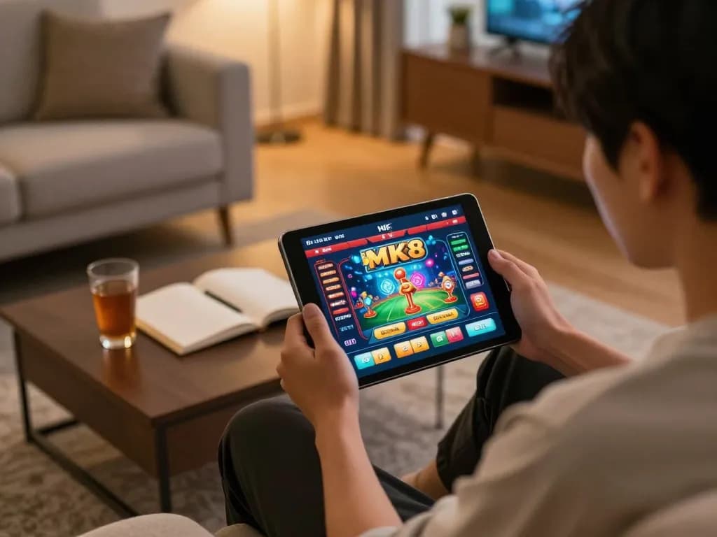 Engaging with the MK8 app for an exciting online casino experience at home.