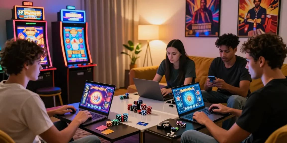 Players enjoying games at their credit card casinos, exploring options from https://scoarch.org.uk, with vibrant gaming atmosphere.