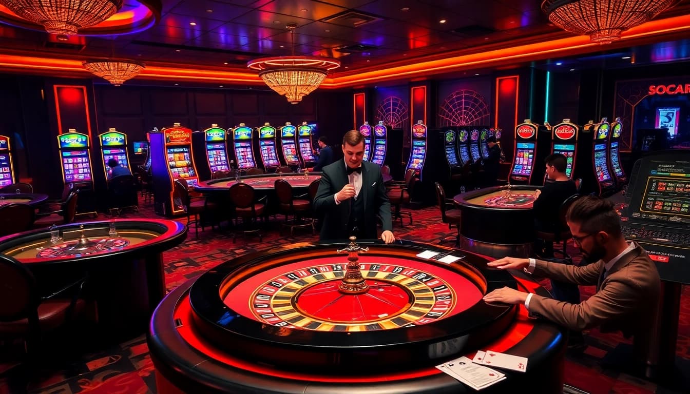 SODO CASINO vibrant poker table scene featuring professional dealers and exciting gameplay.