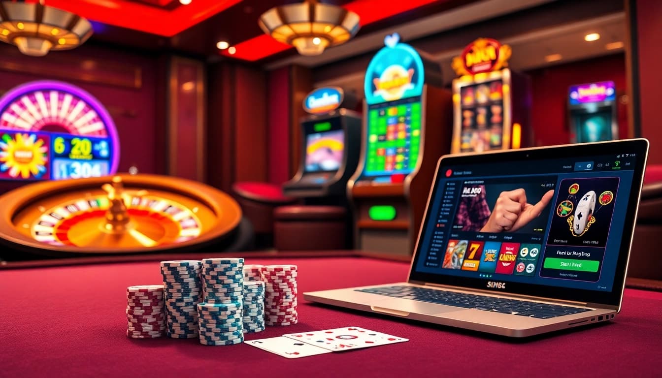 Experience the thrill of sin88 with vibrant casino gaming elements including chips, roulette, and online betting.