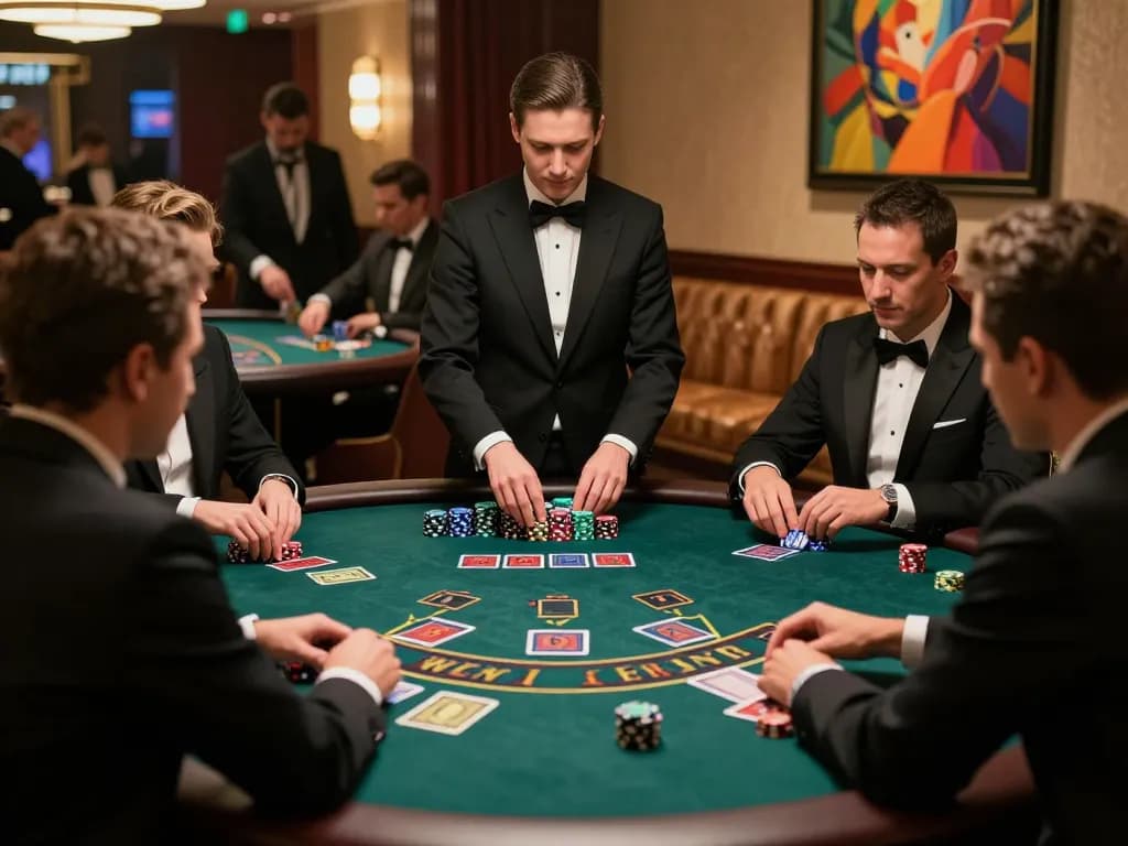 Keratontoto players engaged in strategic blackjack gameplay at a high-stakes casino table.