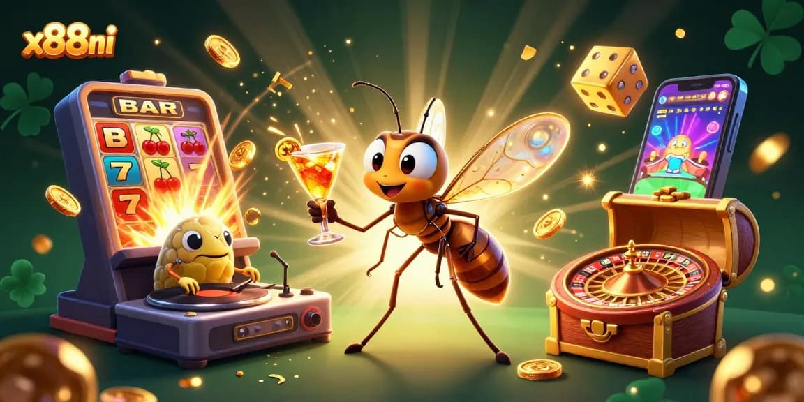 Experience thrilling wins at x88ni with vibrant casino scenes featuring golden jackpots, stunning graphics, and game excitement.