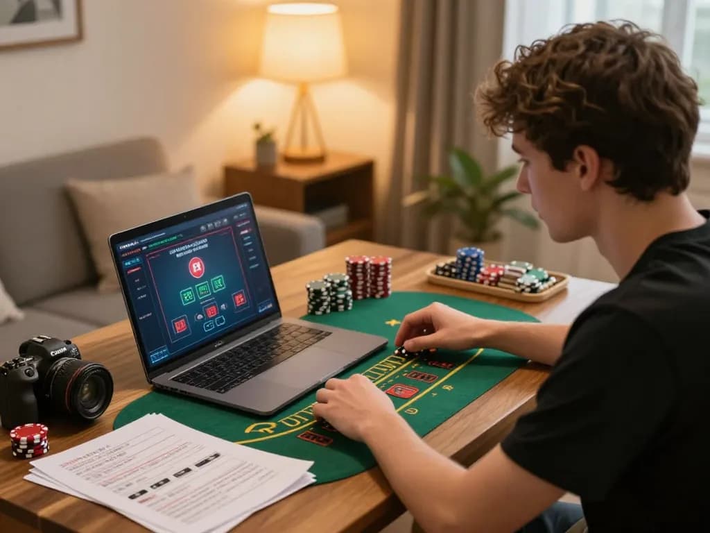 KUBET player engaging live dealer blackjack session, home environment, highlighting strategic gameplay
