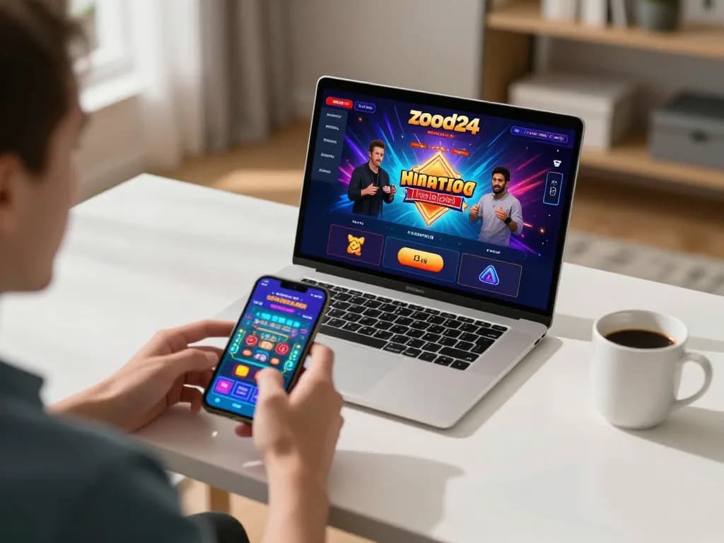 Players navigating zood24 online gaming interface while enjoying at home