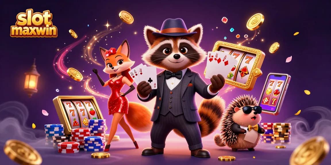 Experience thrilling wins at slot maxwin with this vibrant casino scene featuring playful characters.