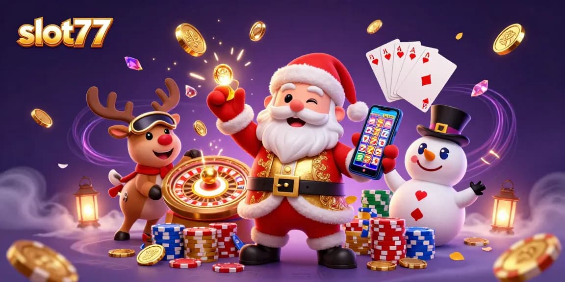 Spin and win big with slot77 as Santa celebrates jackpots in casino adventure.