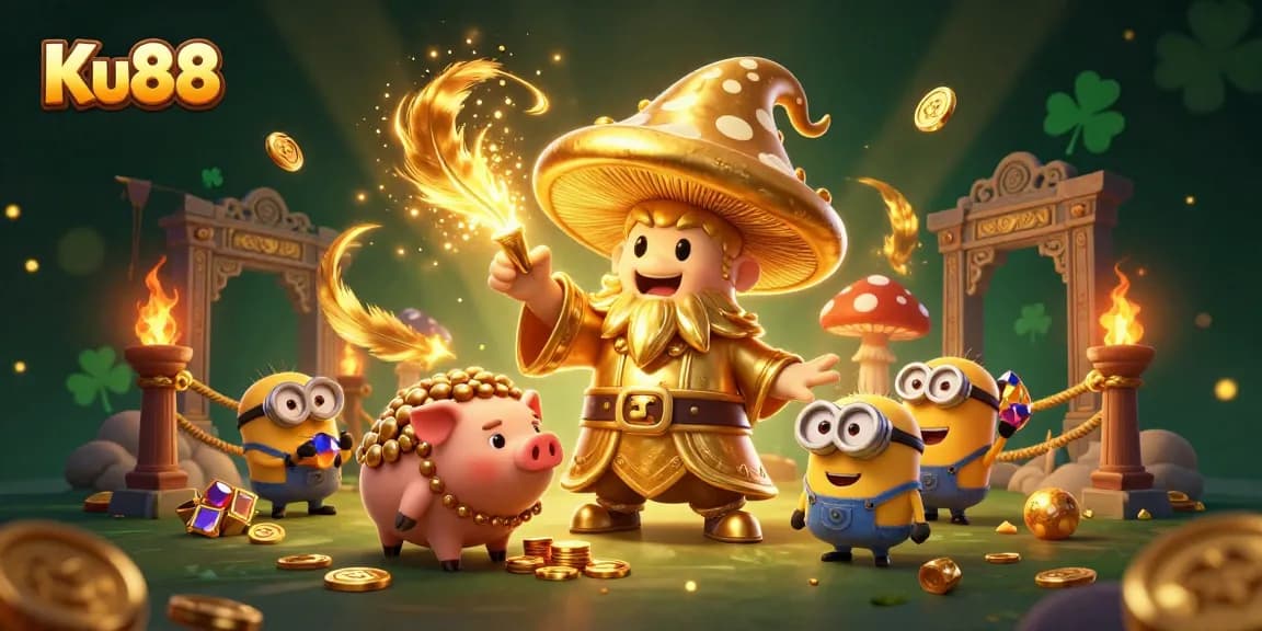 Engage in thrilling magic at Ku88's golden casino with enchanted characters and treasures.
