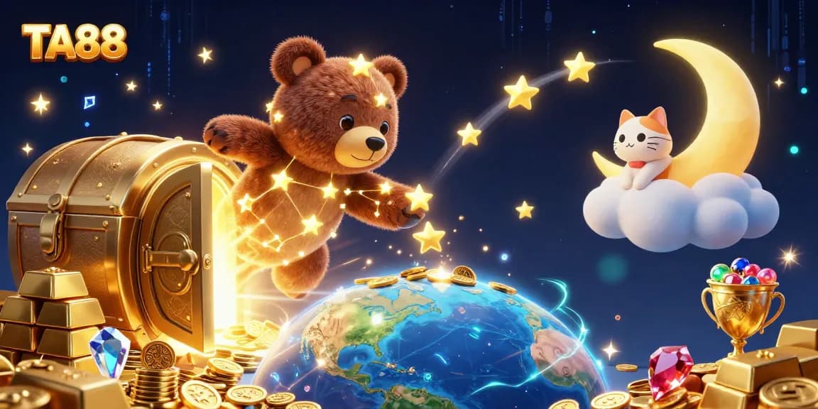 TA88 offers a dynamic gambling experience with rich visuals featuring a constellation bear, treasure vault, and celestial elements.