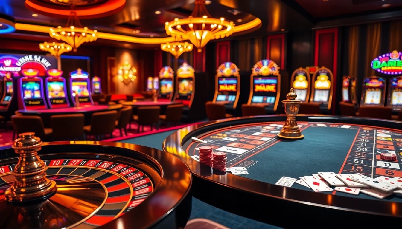 Gamequeen excitement at a luxurious casino table with live action and vibrant gaming elements.
