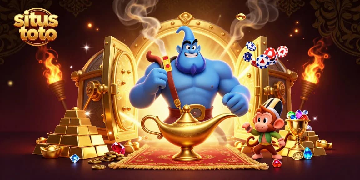 Experience the excitement of situs toto with a vibrant casino scene filled with treasures and animated characters.