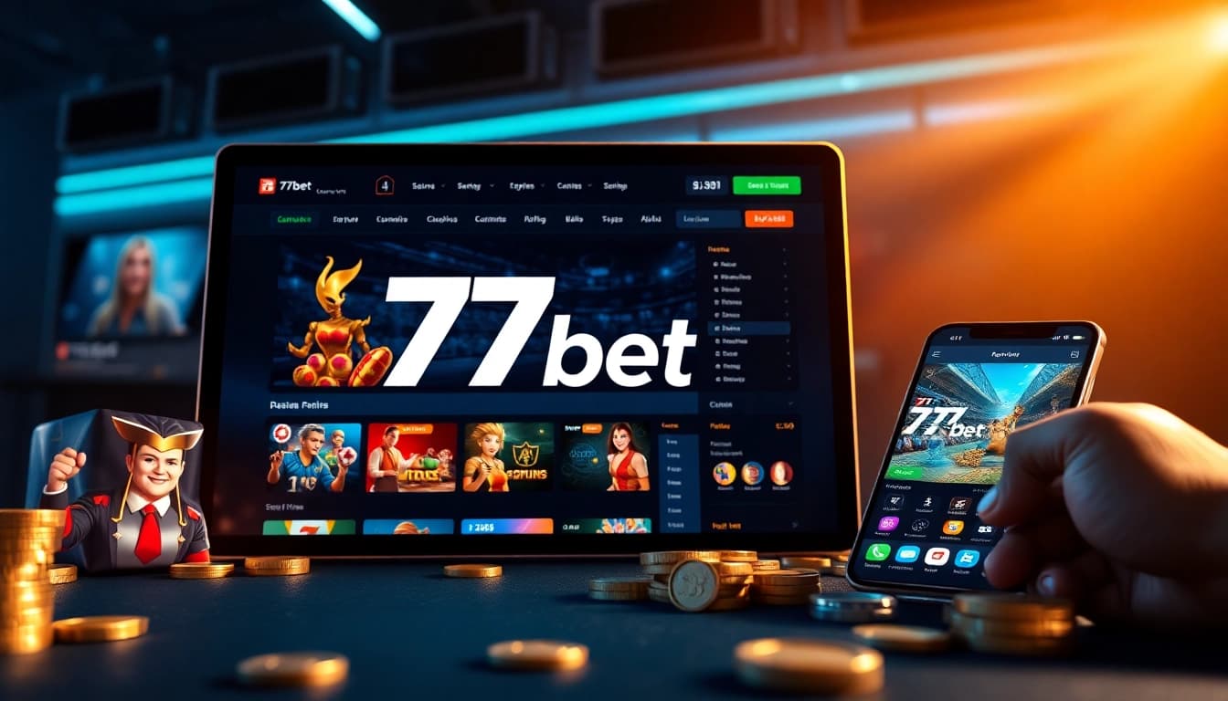 Interactive interface of 77bet showcasing online games and betting options.