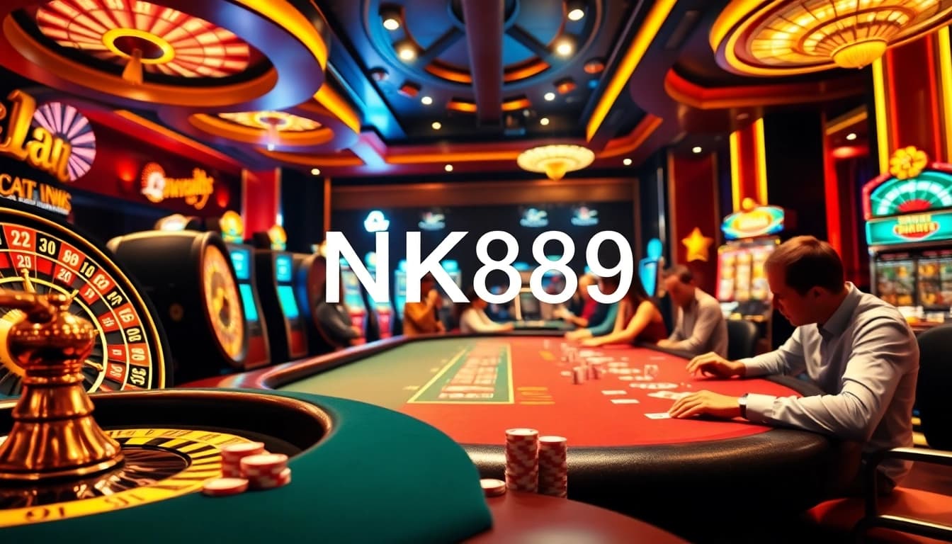 Experience the thrill of NK888 at a luxurious casino with players and vibrant games.