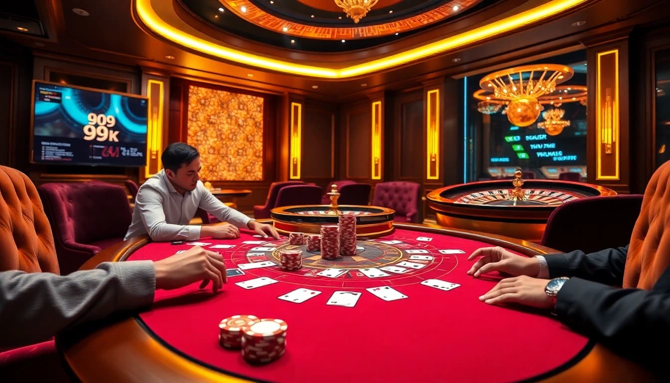 Experience the excitement of 99 ok gambling with a vibrant poker game scene featuring high-quality visuals.