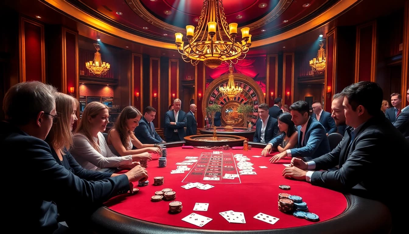 Experience the thrill of gaming at Gamequeen's luxurious casino table with vibrant poker chips and cards.