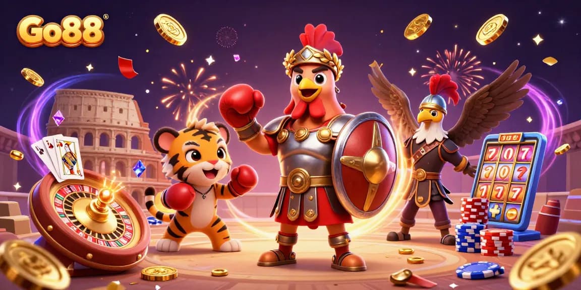 Experience thrilling gaming adventures with Go88's dynamic 3D characters and casino elements.
